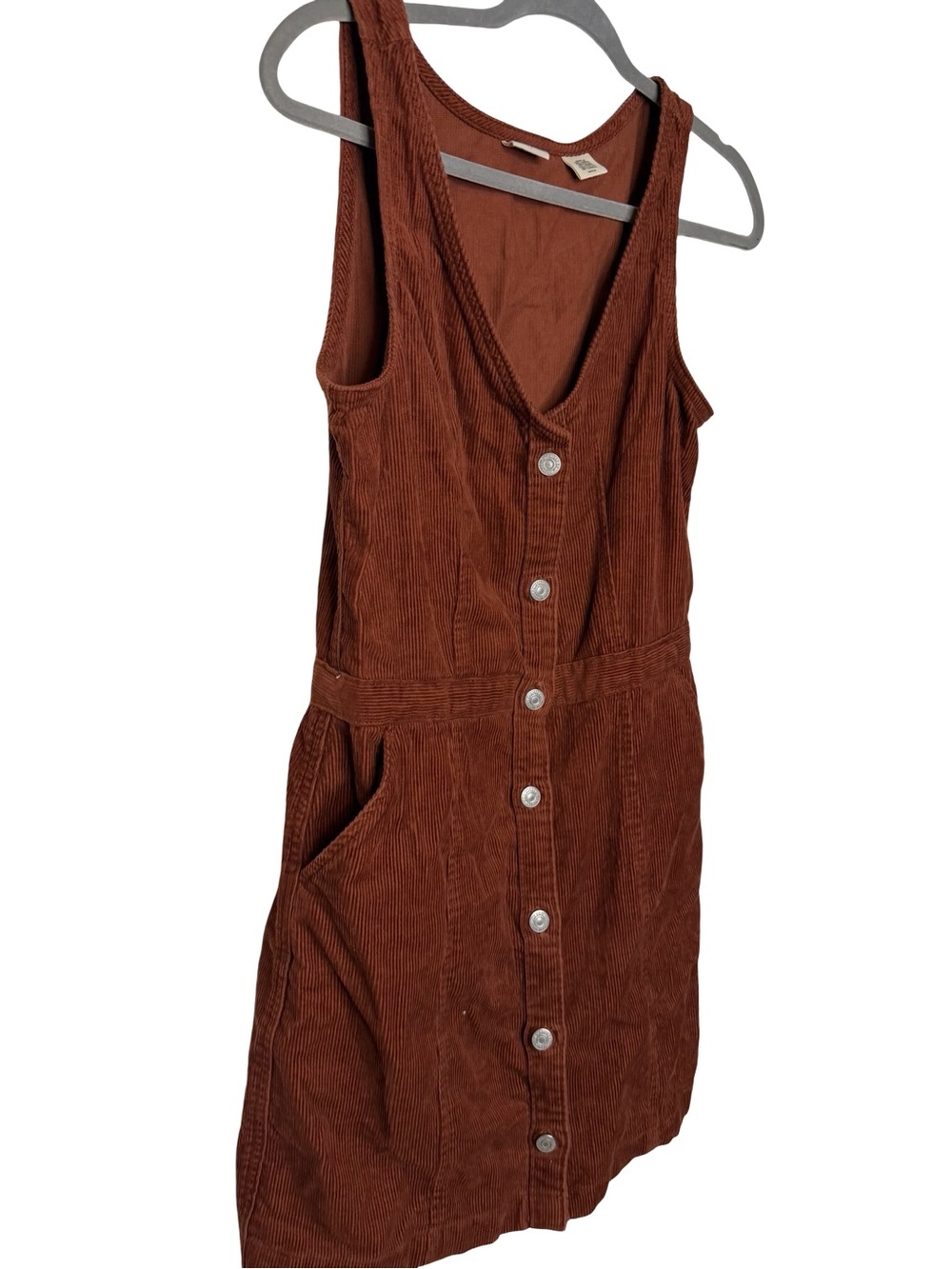 ✨🤎 Levi’s Corduroy Button Front Mini Dress Brown Sleeveless Size Small 🤎✨ - Picture 3 of 5